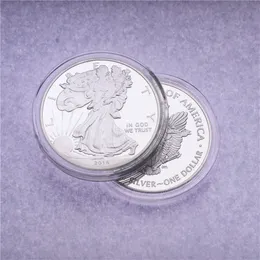 Edizione Limitata 2018 Moneta Non Valutaria Commemorativa Dea della Libertà e Moneta Aquila Placcata in Argento Distintivo d'Onore Patriottico