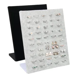 Jewelry Settings BlackGray Velvet display Case Jewelry Ring Displays Stand Board Holder Storage Box Plate Organizer 20*10*23CM 230408