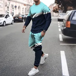 Herrspårar Fashionabla Summer Men's Casual Sportswear Men's Sportswear Set Set Overized Long Sleeved T-shirtpants 2-Piece Jogging Set 230408