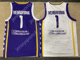 1 Victor Wembanyama Basquete Jerseys Mens Levallois Metropolitans Mets 92 Roxo Camisa Branca Jersey