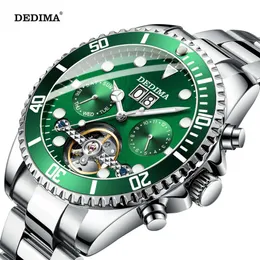 Detima Swiss Men's Green Water Ghost Helautomatiska mekaniska multifunktionella superglödklocka