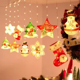 Weihnachtsbeleuchtung, LED-Dekorationszubehör, Weihnachtsbaumbeleuchtung, Weihnachtsschmuck, Navidad, hängender Lichtvorhang, Schnur 11,8