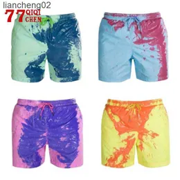 Men's Shorts Men's Color-changing Board Shorts Surf Swimwear Beach Quick Dry Swimming Discoloration Trunks Shorts Outdoor Summer Short Pant W0408