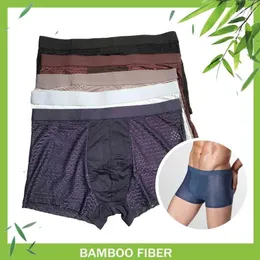 Cuecas 6xl 7xl fibra de bambu virilha roupa interior homens plus size malha respirável boxers calcinha marca sexy boxershorts homem cor sólida preto