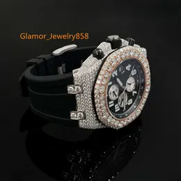최고의 브랜드 커스텀 디자인 남녀 럭셔리 핸드 세트 아이스 아웃 다이아몬드 Moissanite Watch