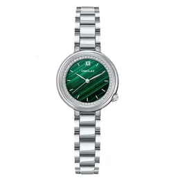 Luxuriöses und modisches Temperament, vielseitige Armbanduhr, Rose Afternoon Encounter-Serie, kleine grüne Damenuhr,