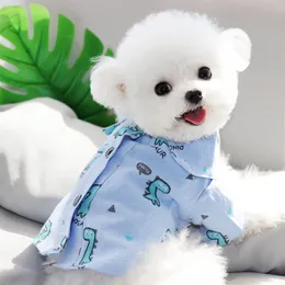 Cartoon Dog Apparel Blue dinosaur Dog Shirt Teddy Bichon Cardigan Puppy Puppy Letni ubrania