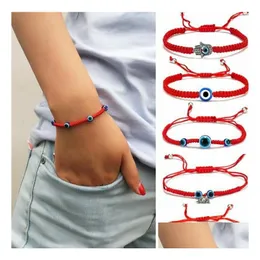 Charm armband lycklig armband handvävd kabh röd sträng tråd hamsa armband blå turkisk ond öga charm smycken vänsh dhgarden dhwgm