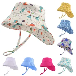 Chaps chapéus de verão chapéu de sol com xale desenho animado garotas ajustáveis ​​Chapéus para meninos meninos praia Caps Caps Proteção do pescoço 1-6y Z0407