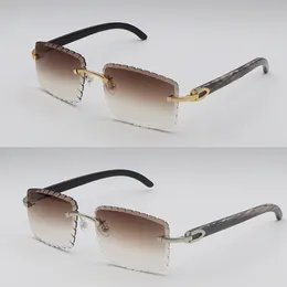 Projektant Nowe bez obrębowe diamentowe okulary przeciwsłoneczne Oryginalne czarne okulary przeciwsłoneczne Black Buffalo Horn Męs