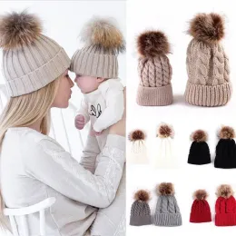 Hotsell Caps Hats Citgeett Fashion Set Mom Mother Baby Knit Pom Bobble Hat Kids Kids Boall Will Warme Warm Beanie Fashion Cap 2
