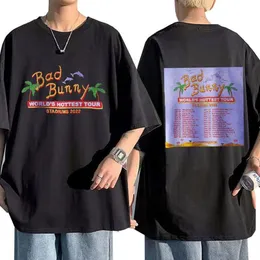Bad Bunny Tour dwustronna druk Tshirt Streetwear Zagimny krótki rękaw męski bawełniany t-shirt unisex plus rozmiar 220616272V