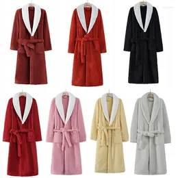 Pijamas femininos flanela quente quimono engrossado coral velo robe roupão vestido lounge wear inverno casal solto casa vestido nightwear