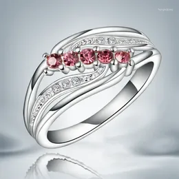Pierścienie klastra R045 Piękny design srebrny kolor kryształowy pierścień mody biżuteria Prezent dla kobiety najwyższej jakości