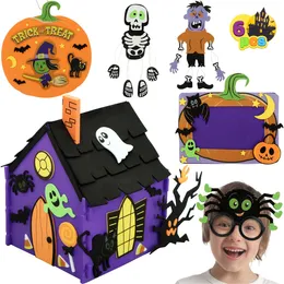 Kit artigianale in schiuma di Halloween per bambini con casa stregata 3D, cornice per foto di Halloween, decorazioni per 2 personaggi di Halloween