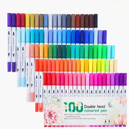 Маркеры 100 цветов с двойной головкой рисовать рисование маркировки цвета ручки арт двойной головы набор пера Marcador Caneta Studio 230408