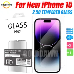 2.5d Clear Tempered Glass Phone Screen Protector för iPhone 15 14 13 12 11 Pro Max XR XS X Samsung A14 A24 A34 A54 A23 A33 A53 A73 med hård detaljhandel