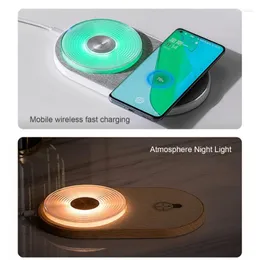 Table Lamps 2 In 1 Wireless Charging Station Dock Stand With Atmosphere Night Light Colorful 1meter Type-C USB Charger