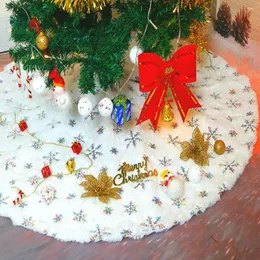 Decorazioni natalizie 78/90/122/140cm Gonna per albero Tappeto in pelliccia sintetica Fiocco di neve Tappetino in peluche bianco per la casa Natale Anno Decor Grembiule Ornamento