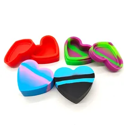17ml Love Heart Shape Wax Containers Silicone Box Bottle Jars Silicon Storage for Dry Herb Tobacco Dab Oils Tools Makeup Face Cream Case Holder Smoking Accessories
