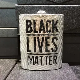 Black Lives Matter Letter Diamond Mededding Dinner Bag Metal Box Full Cashing Personalized Banquet Women 's 231108