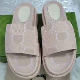 Tasarımcı terlik kadınları çift g slayt sandal tasarımcısı çok renkli platform terlikleri bordo mini baskı kumaş kauçuk taban ayakkabıları