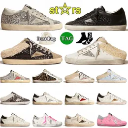 gyllene sneakers män kvinnor leopard smutsiga gooooses casual skor plattform basket gyllenstar super stjärnor gör gamla svart vit glitter lyx Italien varumärke tränare