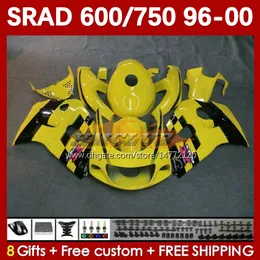 Żółty czarny zestaw do ciała dla Suzuki Srad GSXR 750 600 CC GSXR600 GSXR750 1996-2000 168NO.54 GSX-R750 GSXR-600 1996 1997 1998 1999 2000 600CC 750C 96 97 98 99 00 Moto Fairing