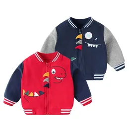 معطف Baby Boys Jackets Spring Autumn Dinosaur Kids Baseball Coat Coat Dust Disual Owterwear 1-4 Years Children Clothing 231108