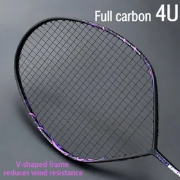 Racchette da badminton Professionali Max 30 libbre 4U Racchetta da badminton a forma di V Incordata Racchetta interamente in fibra di carbonio Racchetta singola di tipo offensivo con corda 231108