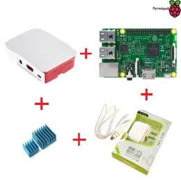 Freeshipping Raspberry Pi 3 Model B 1GB RAM 12GHz Quad-Core ARM 64 Bit CPU with Official Case Power charger Heat Sink Rcfcq