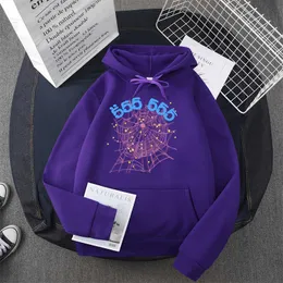 Мужские толстовка моды SP5DER 5555555 Дизайнер толстовок Мода Список женских графических свитеров Harajuku Негабаритный винтажный фиолетовый свитер.