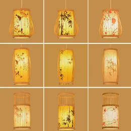 S Pendant Chandelier Chinese Style Tea Hotel Living Room Restaurant Bambu Lamp Home Decor Lighting Fixtures Hot AA230407