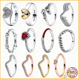 Neue 925 Sterling Silber Herz Kissen Logo Paar Ringe Serie Damen Pandora Ring Jubiläumsgeschenk Schmuck Kostenlose Lieferung