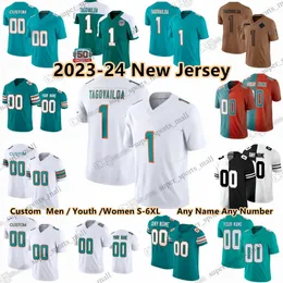 Custom S-6XL DIY Tua Tagovailoa 2023-24 Season Football Jersey Tyreek Hill Jaylen Waddle Xavien Howard Bradley Chubb De'Von Achane Raheem Mostert Dan Marino Csonka