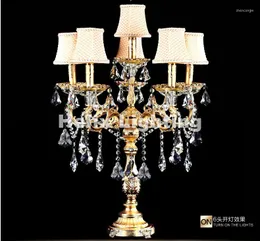 Table Lamps European Modern 6L D48cm E14 Candle Crystal Lamp Fashion Living Room Bedroom Brief Bed-lighting