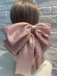 Fashionable Solid Color Stereo Bow Hair Clip for Female Girls Rose Print Five Layer Overdimensionerade Barrette Accessories