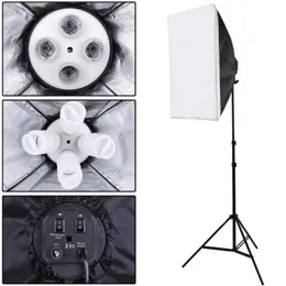 Freeshipping Photo Studio Kit Photography Lighting 4 Socket Lamp Holder 50*70CM Softbox 2m Light Stand Photo Soft Box VL-9004 Ncxxv