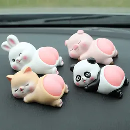 ättningar 3D -bil Dashboard Toys Ornament Pig Panda Rabbit Creative Decompression Toy Accessory Interior Gift Decor AA230407