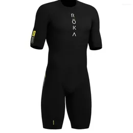 Гоночные комплекты 2023 ROKA с молнией сзади, мужской велосипедный комбинезон для триатлона, спортивный костюм для триатлона, одежда для бега с короткими рукавами