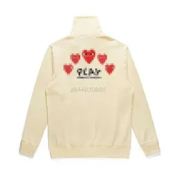 Designer essentialhoodiy Com Des Garcons Sweatshirt Mockneck Cdgs Play Big Heart Hoodie Full Zip Up Beige Brand Essentialhoodies 15 D8GS