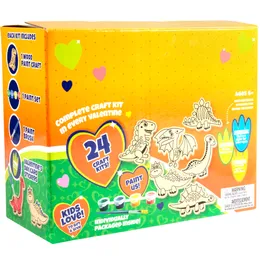 Идеальная сумка для подарков для детей, вечеринка по случаю дня рождения — в каждой есть поделка из дерева в стиле динозавра, краски, наклейка с кистью для мальчиков и девочек
