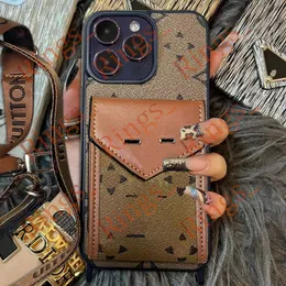 Designer Crossbody Card Wallet Phone Cases for iPhone 15 14 Pro Max Strong Connection Hi Quality Purse 18 17 16 15pro 14pro 13pro 12pro 13 12 Luxury Case with Logo Box