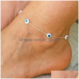 Anklets Bohemian Layered Beads Armband Anklet For Women Leg Chain Blue Evil Eye Pendant Summer Beach Foot Jewelry Drop Deliv Dhgarden Dh84f