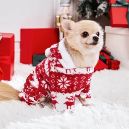 Abbigliamento per cani Abbigliamento per animali domestici Abbigliamento natalizio Costume con stampa di alce Velluto corallo Abbigliamento invernale per gatti Mantieni caldo Felpe con cappuccio per cuccioli carini all'ingrosso