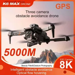 Drony KBDFA K6 Max Drone 8K 5G GPS Profesjonalne HD Fotografia lotnicza Unikanie czterootorowego helikoptera RC WiFi Dron Prezenty z zabawkami Q231108