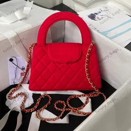 Yeni Noel Hediye Tasarımcı Çanta Tote Çanta Çanta Kadın Crossbody Bag Mini CC Çanta Zincir 10A Üst Tier Ayna Kaliteli Baget As4416 Kadın Deri Çanta Çapraz Vücut AAA