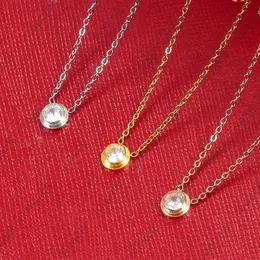 قلادة قلادة Singel CZ Diamond Pendant Rose Gold Silver Necklace للنساء مجوهرات الأزياء الطوق فقط مع حقيبة M230408