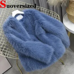 Women's Fur Faux Fur Thicken Winter Faux Fur Coats Warm Imitation Mink Plush Overcoats Korean Loose Furry Jaqueta Feminina Soft Casual Pele Casaco 231109
