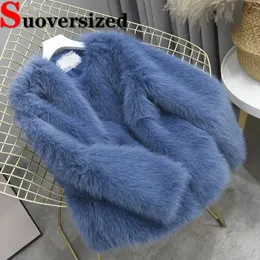 Kadınlar Kürk Sahte Kürk Kırış Kış Kış Faux Fur Mats Sıcak İmitasyon Mink Peluş Peluş Paltolar Koreli Gevşek Kürkiş Jaqueta Feminina Yumuşak Pele Casaco 231109